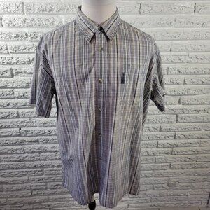 Columbia Mens Shirt XXL Short Sleeve Lavender Plaid Lightweight PLA65E